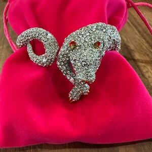 Crystal Pavé Panther Bracelet - Silver Rhinestone Animal Cuff